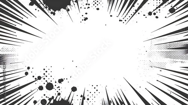 Fototapeta white pop art background with black grunge halftone texture