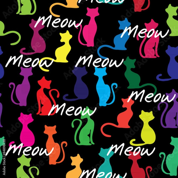 Fototapeta Seamless vector background with colorful cats