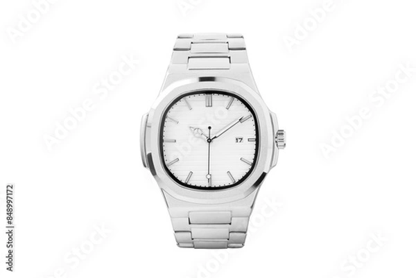 Fototapeta Luxury watch isolated on white background. With clipping path for artwork or design. Black and white.