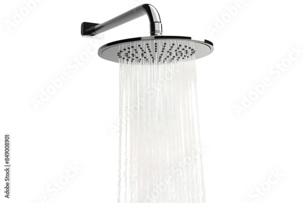 Obraz The Dancing Rain: A Shower Head in Motion on a Clear PNG or White Background.
