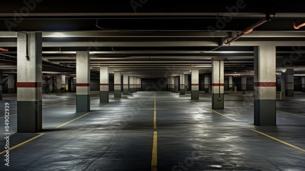 Fototapeta Empty underground parking	