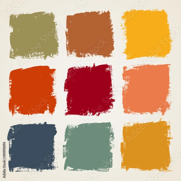 Fototapeta Grunge ink hand-drawn colorful squares