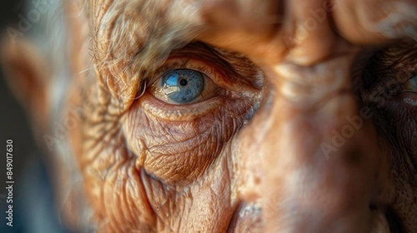 Fototapeta Close up shot of the top of the head of an elderly man