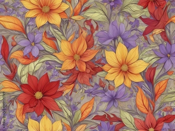 Fototapeta seamless floral pattern