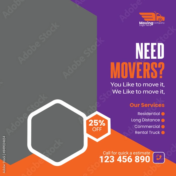 Fototapeta Social media posts for delivery service and moving service banner web banner