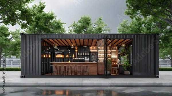 Obraz 20ft Cargo Container Bar Cafe 3D Illustrations
