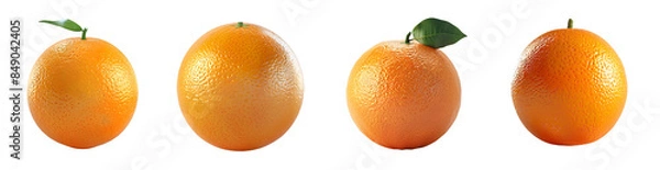 Fototapeta Vivid Orange Fruit on Pristine Transparent background Digital Render