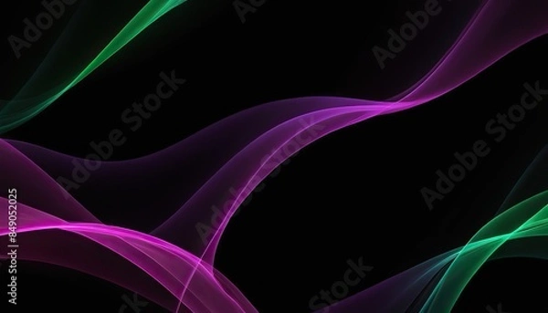 Fototapeta abstract futuristic background with green purple glowing neon moving high speed wave lines and bokeh lights. Data transfer concept Fantastic wallpaper,