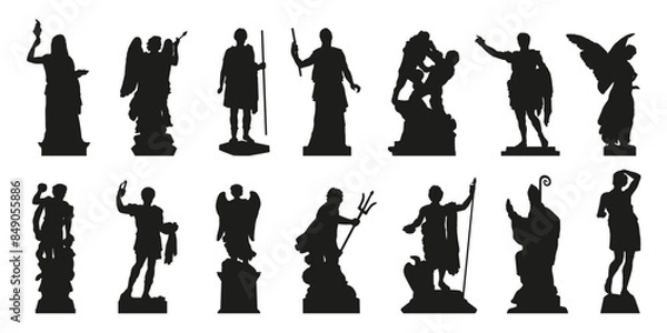 Fototapeta various statue silhouettes on the white background volume 1