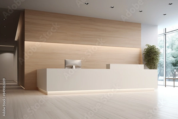 Fototapeta Front view on the reception desk