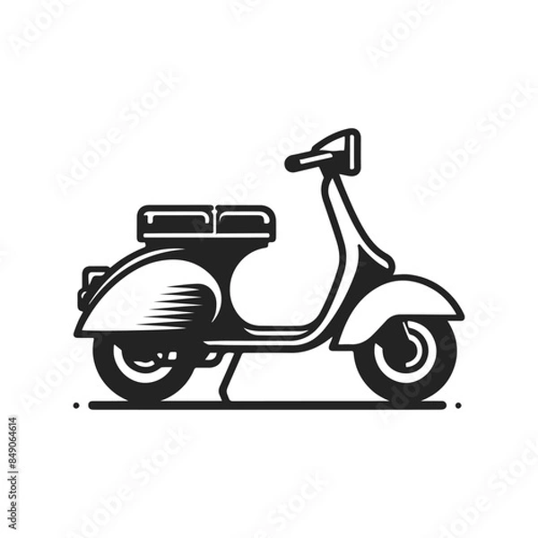 Fototapeta Simple Silhouette Scooter Vector Art in Monochrome