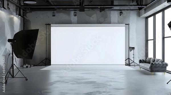 Fototapeta Futuristic Advertising Displays in High-Tech Immersive Showroom