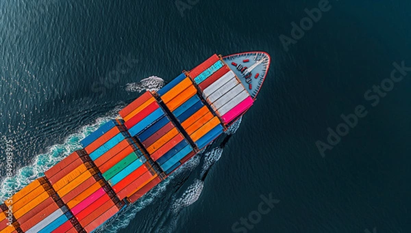 Obraz ocean cargo ship at sunset