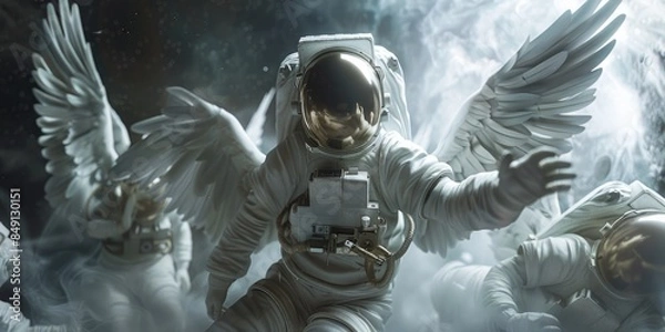 Fototapeta a image of an astronaut in a space suit with wings