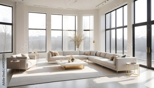 Obraz white and gold theme modern interior