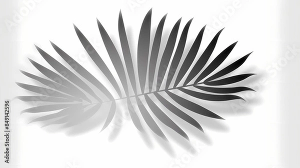 Fototapeta Realistic transparent shadow from a leaf of a palm tree on the white background. Tropical leaves shadow. Mockup with palm leaves shadow.