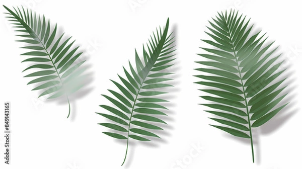 Obraz Realistic transparent shadow from a leaf of a palm tree on the white background. Tropical leaves shadow. Mockup with palm leaves shadow.