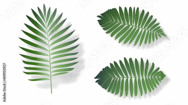 Obraz Realistic transparent shadow from a leaf of a palm tree on the white background. Tropical leaves shadow. Mockup with palm leaves shadow.