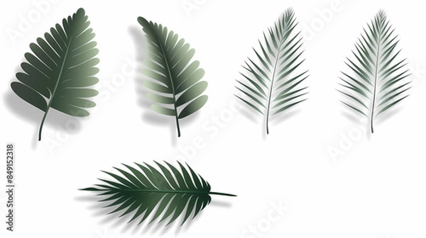 Fototapeta Realistic transparent shadow from a leaf of a palm tree on the white background. Tropical leaves shadow. Mockup with palm leaves shadow.