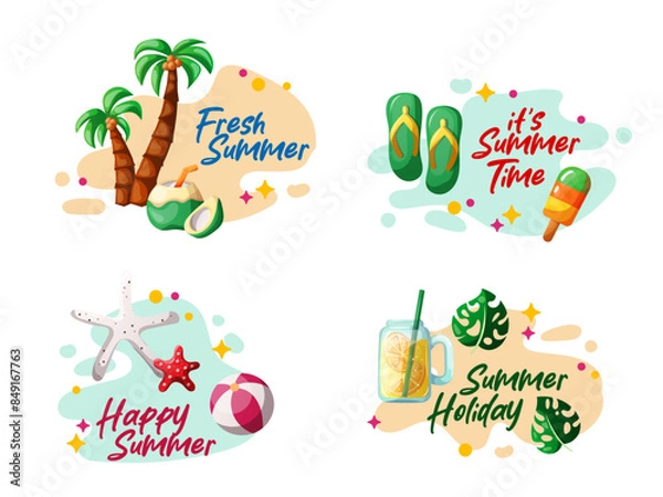 Obraz vector colorful summer illustration set