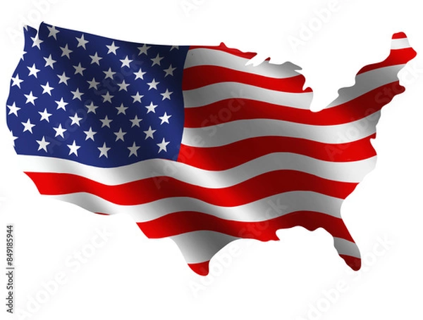 Obraz USA country map flag 3d render