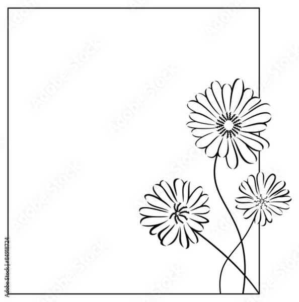 Obraz Silhouette frame with camomiles