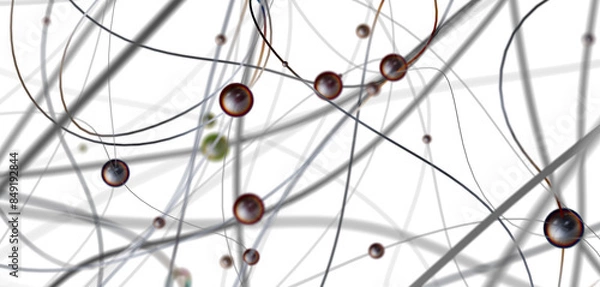Fototapeta Gene lines and nodes, biological gene structure, 3d rendering.