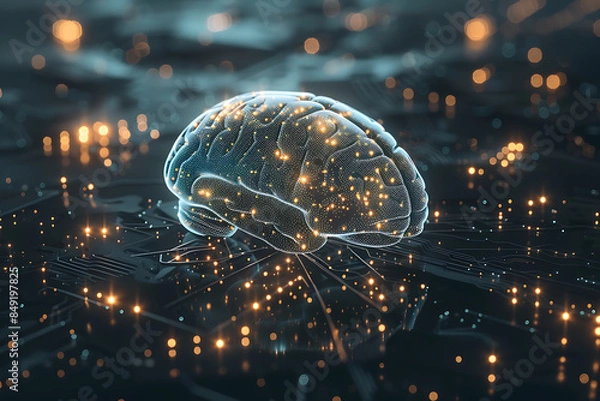 Obraz Language model of artificial intelligence with chips.