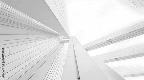 Fototapeta Minimalist Architectural Corridor with Converging Geometric Lines and Patterns