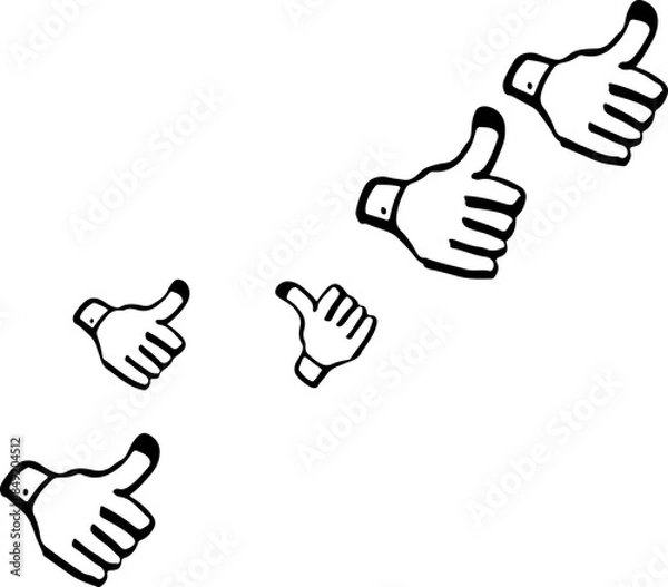 Fototapeta Thumbs up decor pattern vector silhouette. repeating.