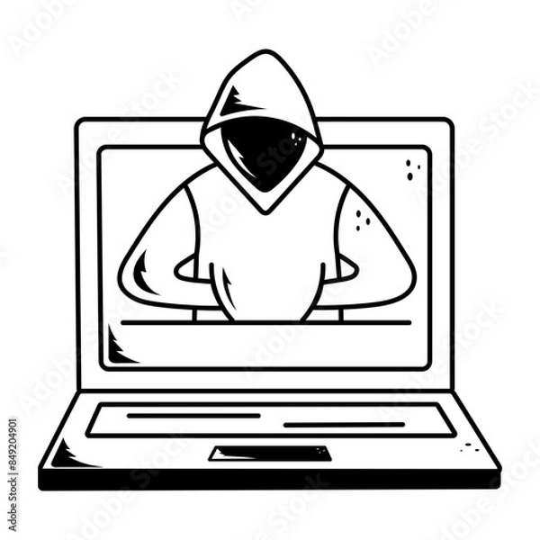 Fototapeta Get this hand drawn icon of a hacker 