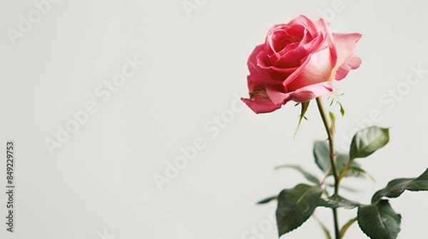 Fototapeta A beautiful and the pink rose on the gray background  , Beautiful pink roses close up , Beauty of Roses in a Blurred Background ,  Beautiful rose flower design for background  , romantic  rose 
