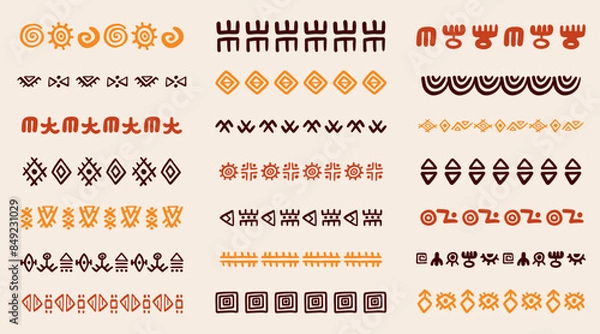 Fototapeta Abstract African tribal borders geometric strokes