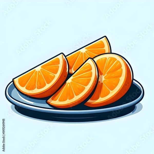 Obraz Delicious orange fruit, illustration isolated 2D