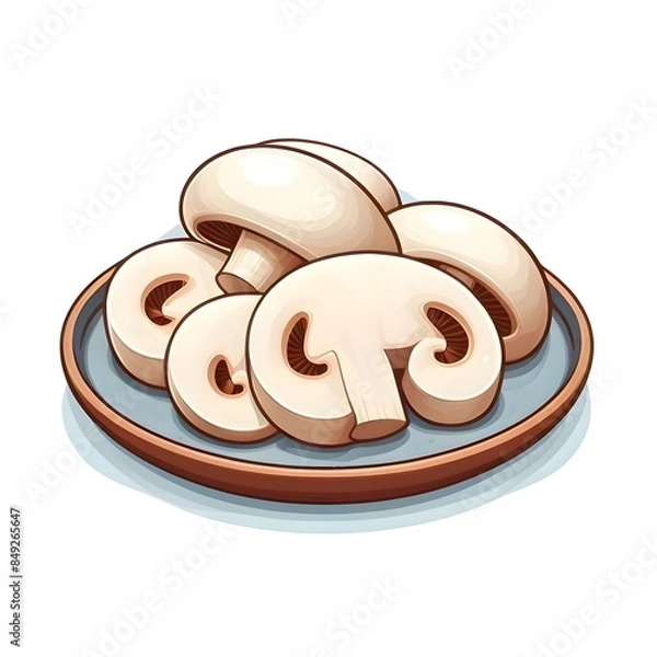 Obraz Champignon mushrooms isolated 2D