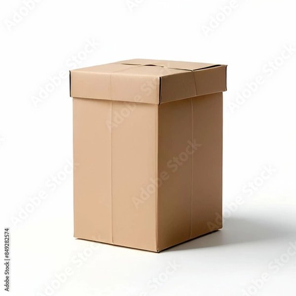 Fototapeta photo of a closed packaging carton on a plain white background for product mockups, etc. generative ai