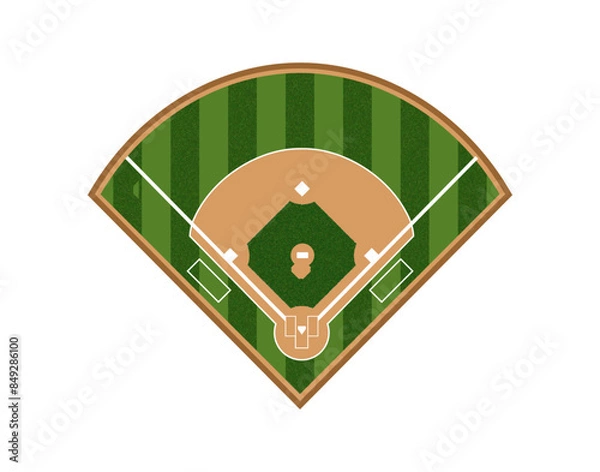 Fototapeta Vector of baseball field top view