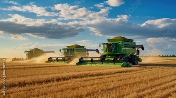 Obraz combine harvester on field