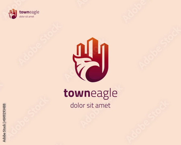 Fototapeta Creative colorful town eagle logo