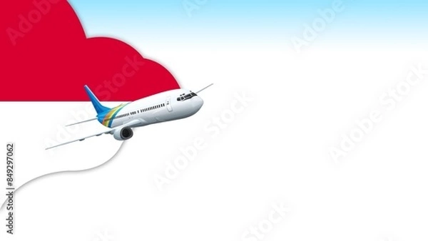 Fototapeta 3d illustration plane with Monaco flag background for business and travel design