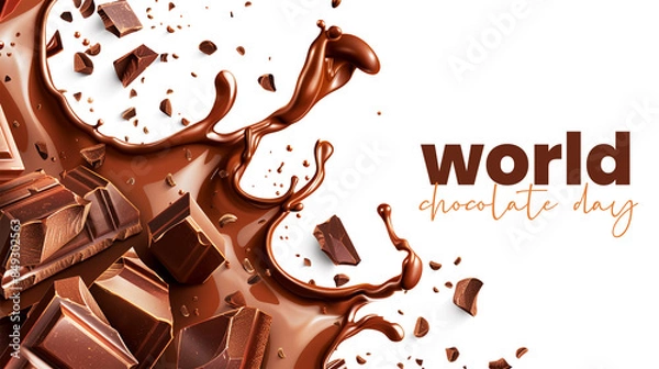 Fototapeta Delicious Chocolate Splash With happy Chocolate Day