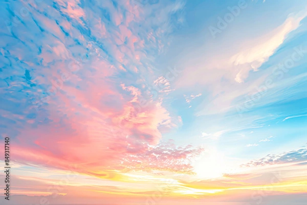 Obraz Beautiful pastel-colored sky with soft clouds at sunrise or sunset.