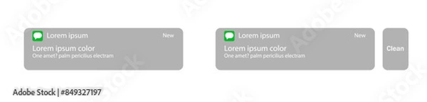 Obraz Vector illustration of push notification dark theme template layout on iphone screen, read or delete message