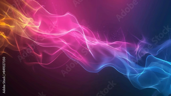 Fototapeta abstract background with glowing lines, blue pink and yellow