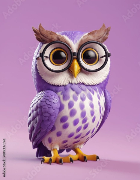 Fototapeta owl on a branch with a gift