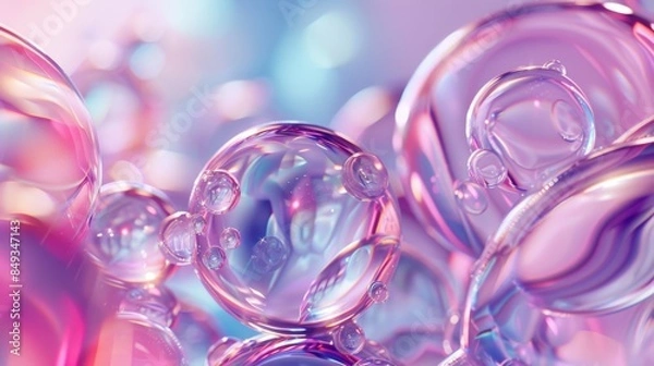 Obraz An iridescent holographic effect seen through a glass ball, displaying mesmerizing colors and reflections that create a captivating and futuristic visual experience