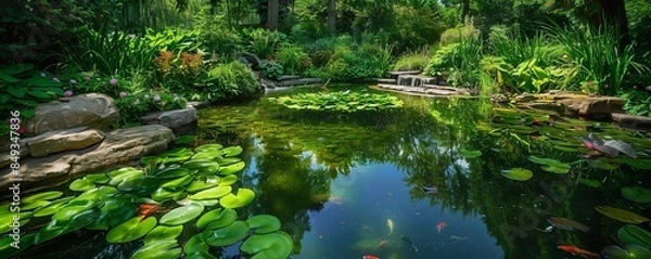 Fototapeta Summer botanical garden photography tour, photographers and botanical wonders, 4K hyperrealistic photo.