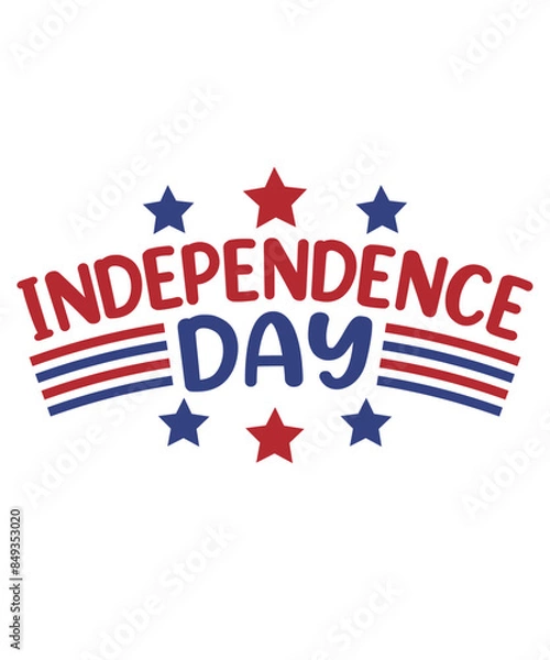 Fototapeta 4th of july independence day typography clip art design on plain white transparent isolated background for card, shirt, hoodie, sweatshirt, apparel, tag, mug, icon, poster or badge