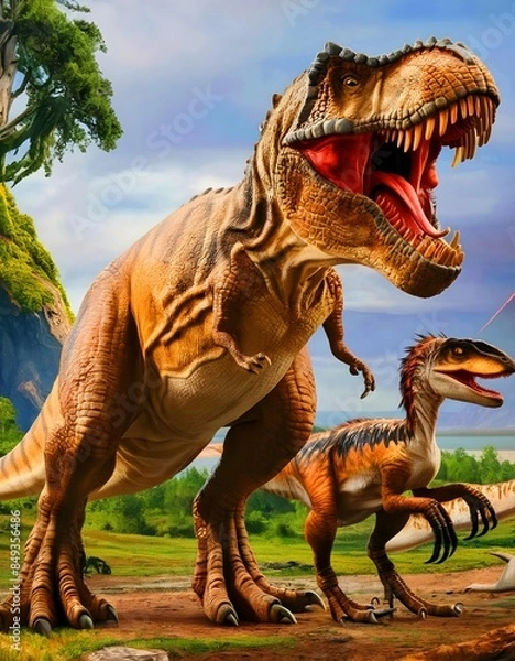 Obraz T Rex dinosaur background image ai generator 