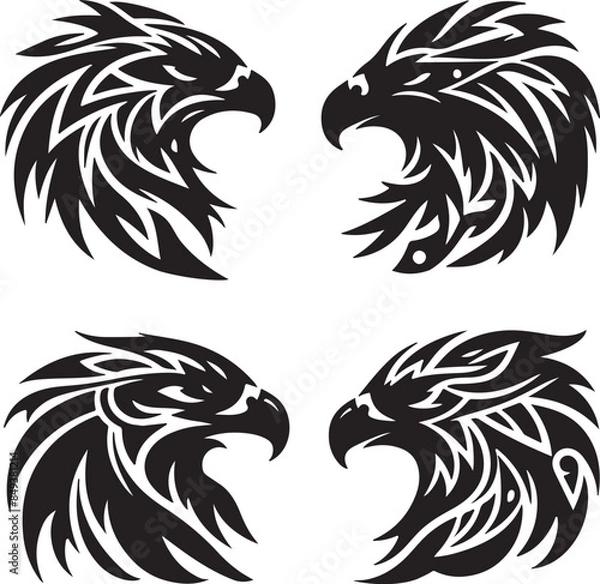 Fototapeta Eagle Heads Silhouette Vector Illustration